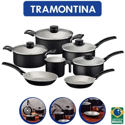 Imagem do presente Jogo de Panelas Tramontina Antiaderente Starflon Max de Alumínio Preto