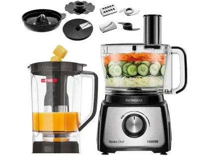 Imagem do presente Multiprocessador de Alimentos Mondial Preto - Turbo Chef MPN-01-BF 9 Funções 1000W