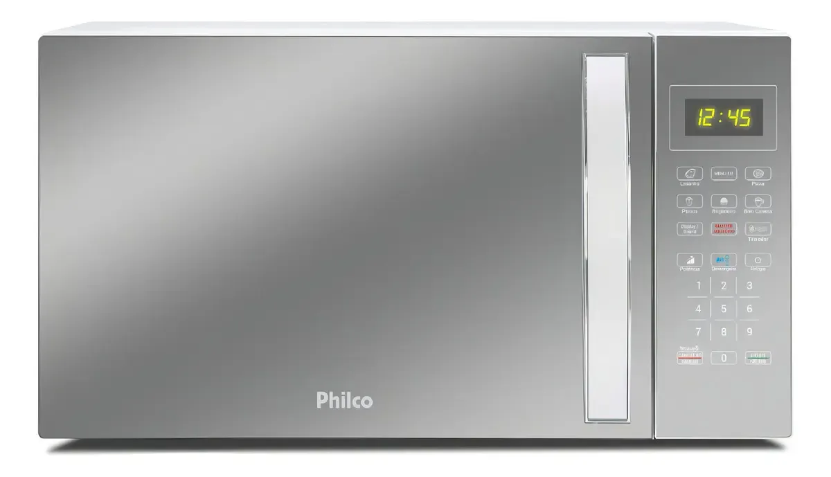 Imagem do presente Micro-ondas Philco 28l Limpa Fácil Pmo30e 1100w Prateado com Branco