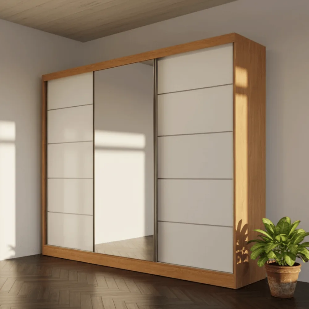 Imagem do presente 24% OFF Pronta Entrega 100% MDF Guarda-Roupa Blumenau Plus com Espelho - 3 portas