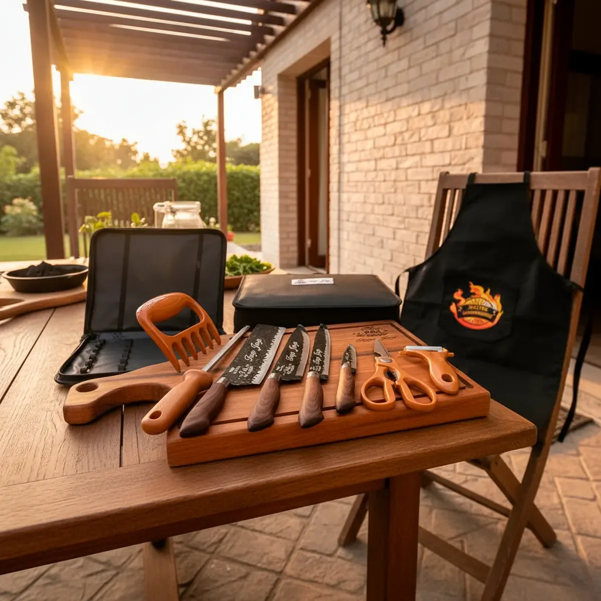 Imagem do presente Kit Churrasco Personalizado Nome Tábua Estojo 11 Pecas Preto